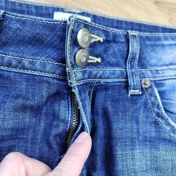 ☔️🔹️Hudson Blue Denim Raw Hem Buttoned Pocket Shorts Size 6/28